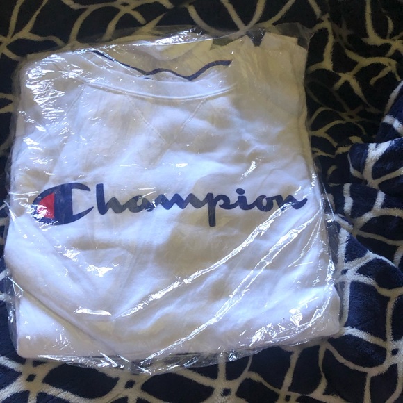 ⬇️ 🆕 Champion Powerblend Graphic Boyfriend White Large Sweatshirt - Picture 5 of 12